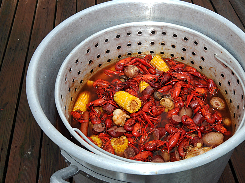 Crawfish boiled with propane cooker