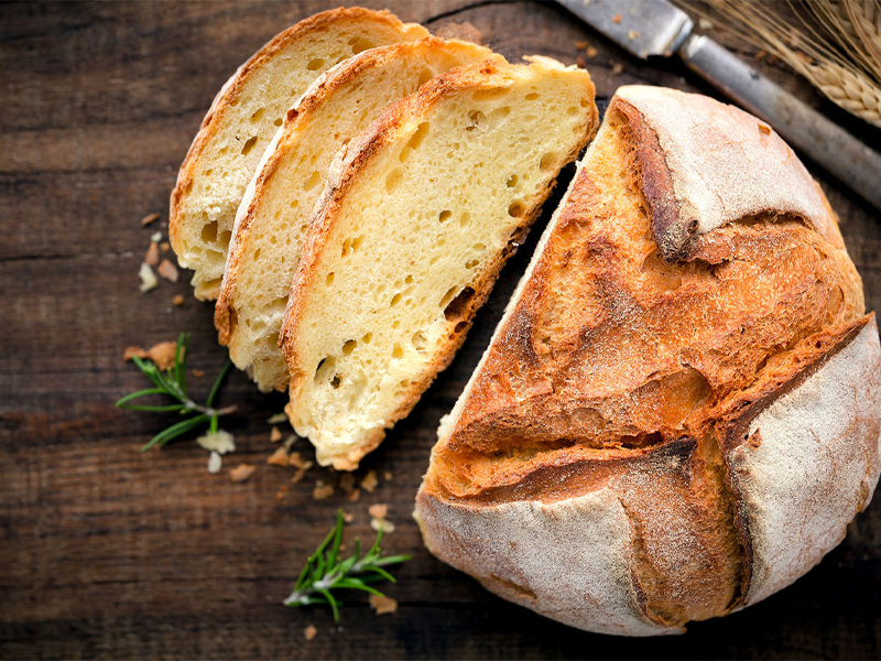 Grill baked rustic bread sliced loaf