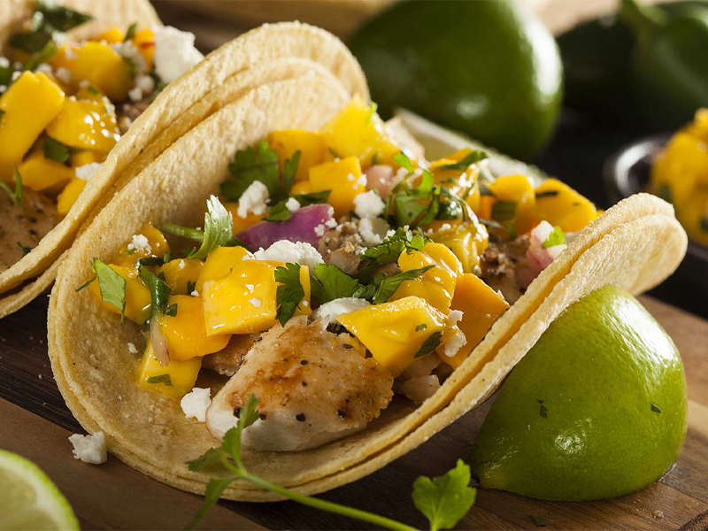 fish taco with mango salsa