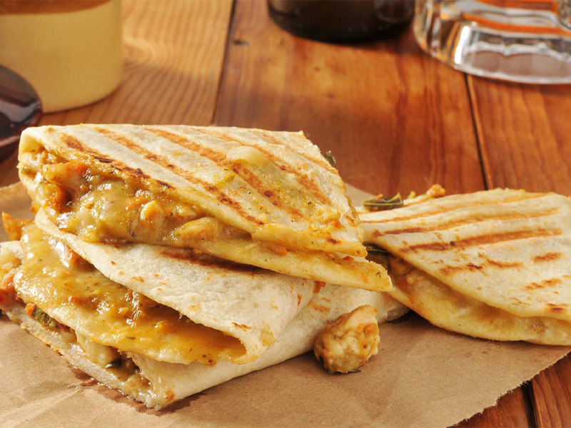 beer quesadilla with chicken and cheese