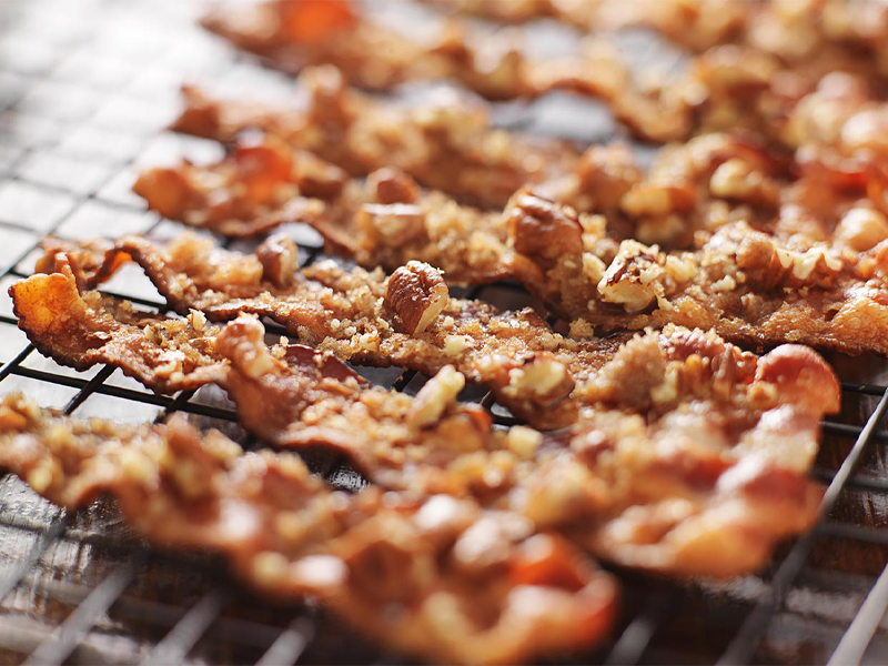 Beer candied bacon strips