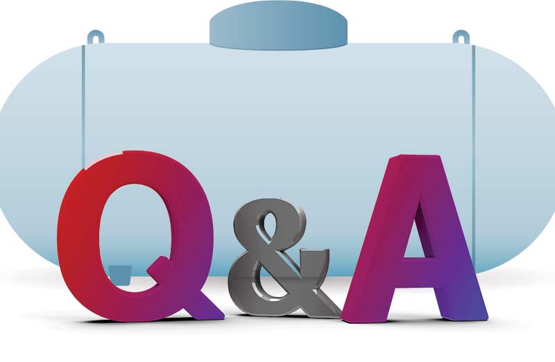 Question and Answer logo with propane tank