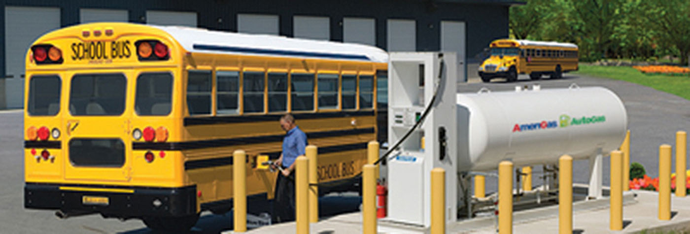 bus refueling at an amerigas station