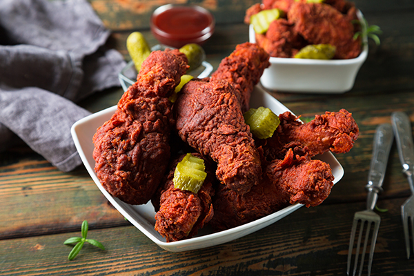 Hot Chicken wings in a small serving plate