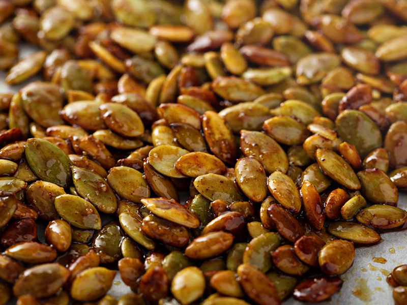 Grilled Pumpkin Seeds with flavoring spice