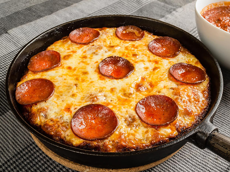 Deep Dish pepperoni pizza for tailgating