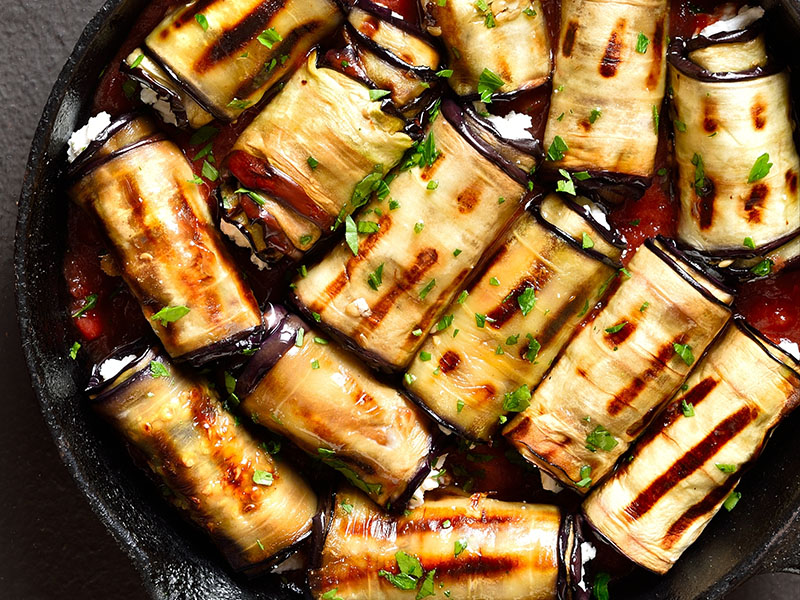 Grilled Eggplant & Herb Rollups Recipe