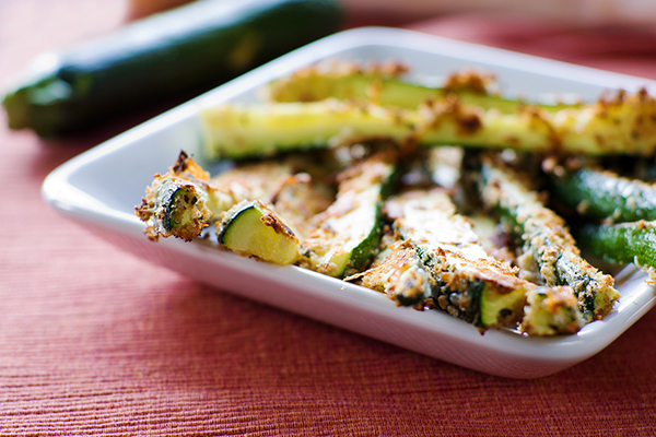 Grilled and Seasoned Zucchini sliced into fries