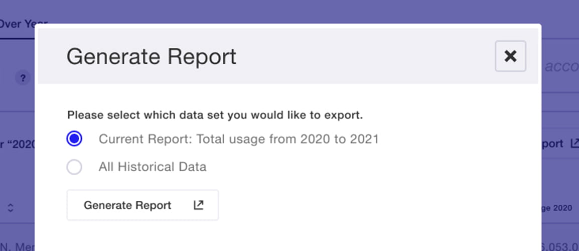 Monthly usage example