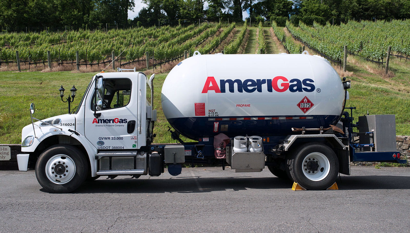Parked AmeriGas tanker truck.