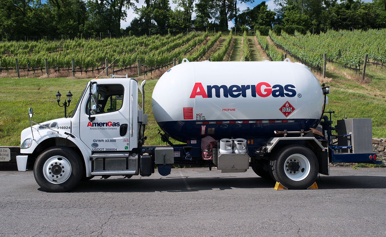 Parked AmeriGas tanker truck.