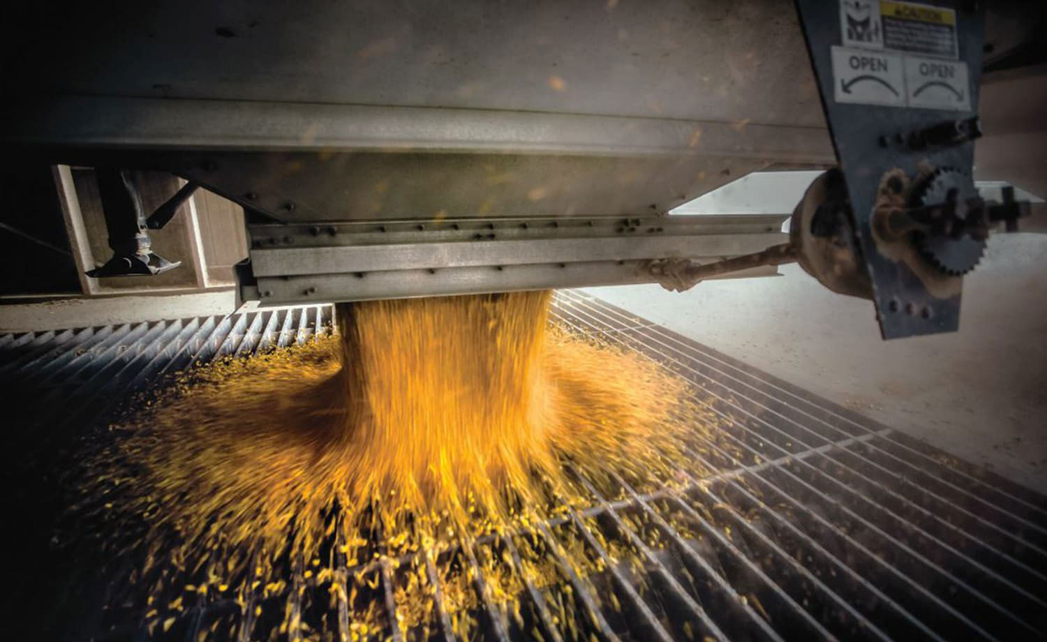 Corn pours from vent