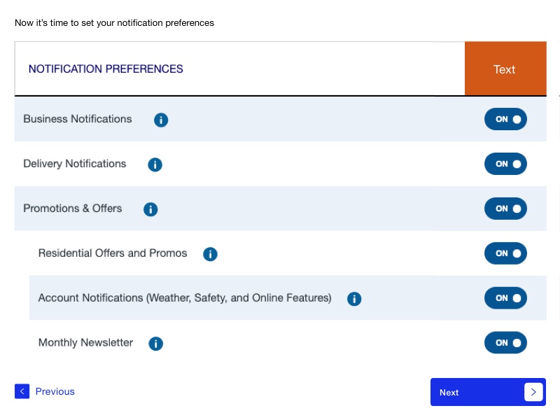 image of preference management inside MyAmeriGas online portal