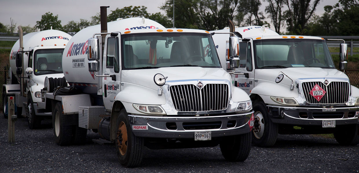 AmeriGas propane tanker trucks.