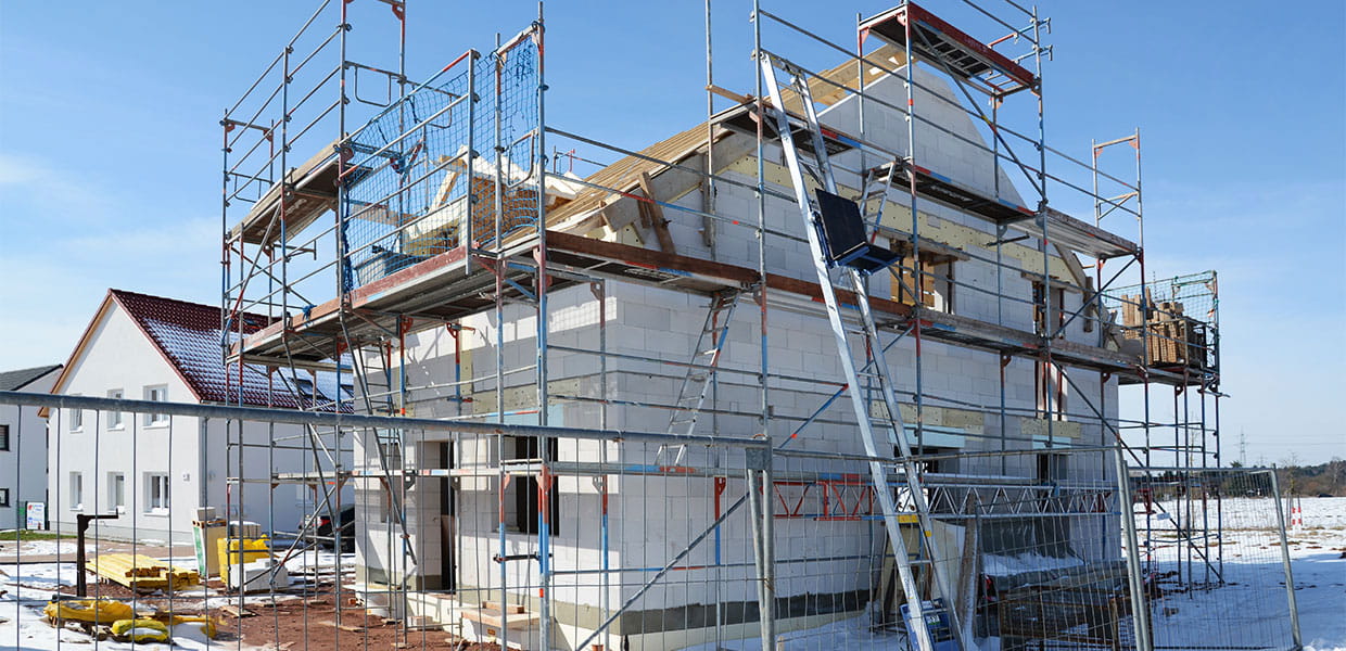 Winter construction site.