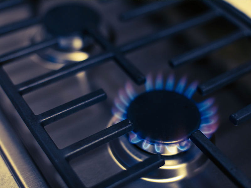 Gas stove top.