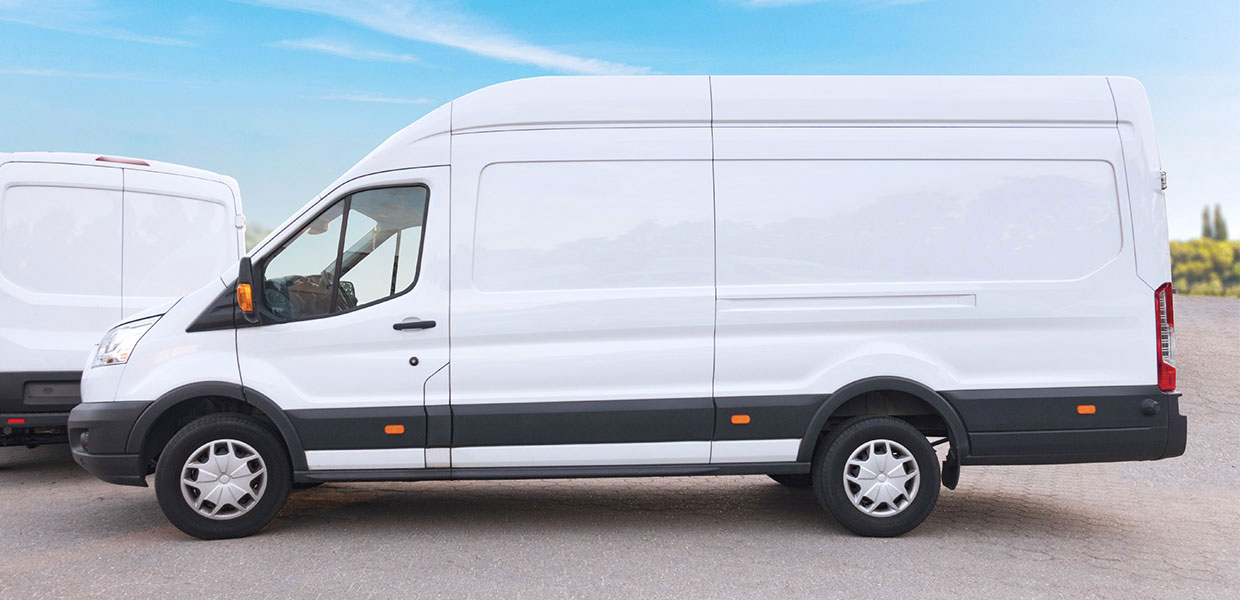 White landscaping truck.