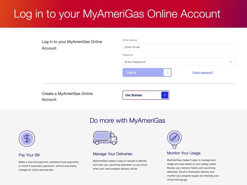 Login page image for MyAmeriGas online portal