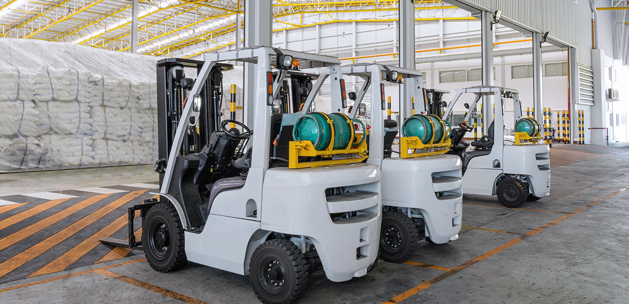 Forklifts in a warehouse