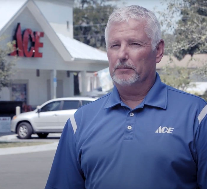 Man in front of ACE Hardware