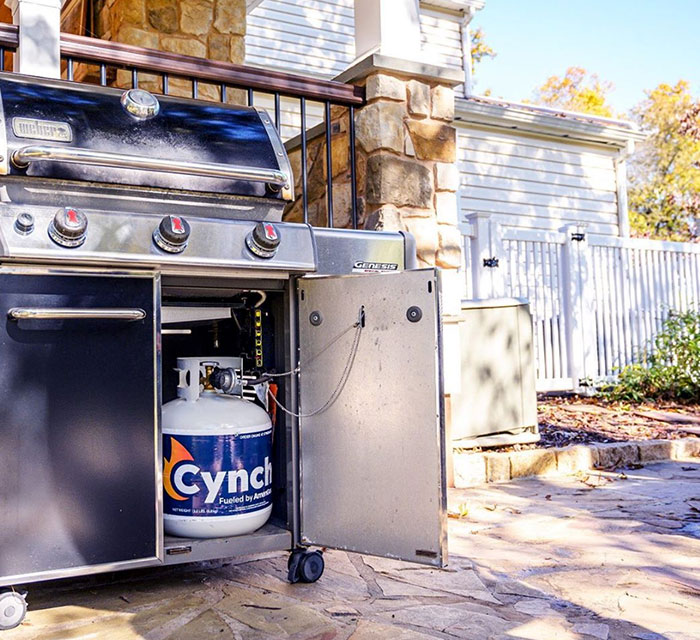 Cynch Propane Tank in Grill